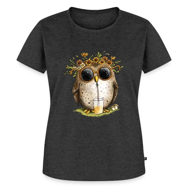 Maquette de T-shirt Premium bio Femme « Chouette Cool et Limonade » à personnaliser