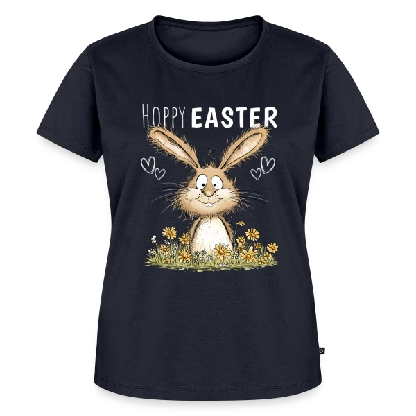 Maquette de T-shirt Premium bio Femme « Joyeuses Pâques Lapin Fleuri » à personnaliser