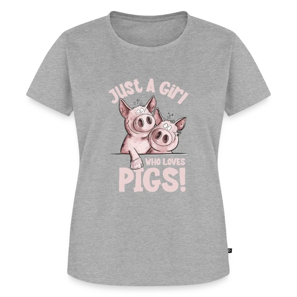Maquette de T-shirt Premium bio Femme « Fille et Cochons Adorables » à personnaliser