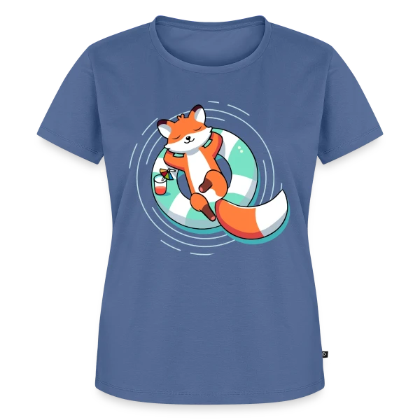 Maquette de T-shirt Premium bio Femme « Renard Chill' en Bouée Tropicale » à personnaliser