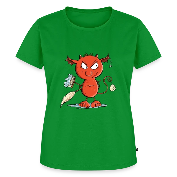 Maquette de T-shirt Premium bio Femme « Petit diable du ménage - Nettoyage fun » à personnaliser