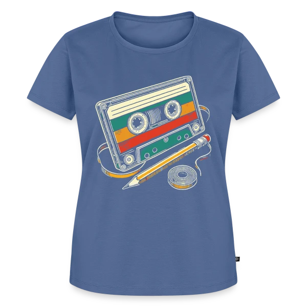 Maquette de T-shirt Premium bio Femme « Cassette Rétro Crayon » à personnaliser