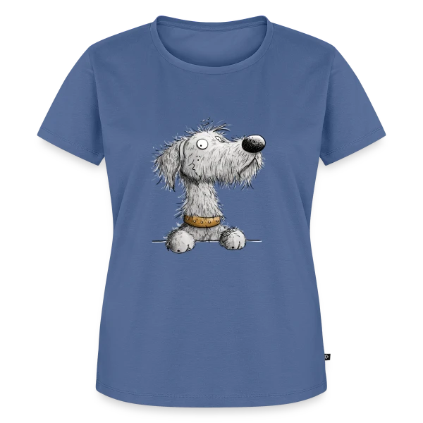 Maquette de T-shirt Premium bio Femme « Lévrier Irlandais - Cartoon chien pour la promenade » à personnaliser