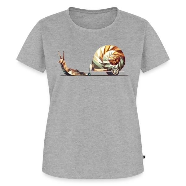 Maquette de T-shirt Premium bio Femme « Slow Travel "L'Escargot Caravane" : Zen et Humoristique » à personnaliser