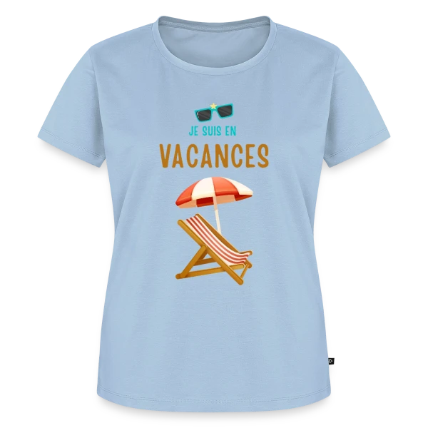 Maquette de T-shirt Premium bio Femme « Je Suis En Vacances Plage » à personnaliser