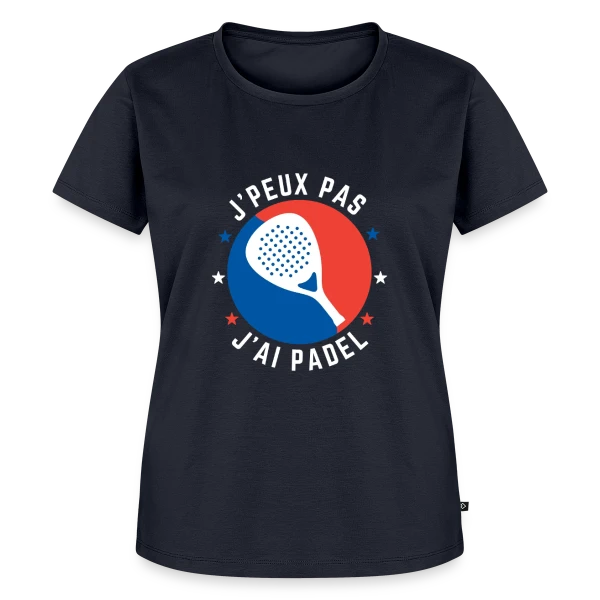 Maquette de T-shirt Premium bio Femme « J'Peux Pas, J'ai Padel : Humour de Padeliste » à personnaliser