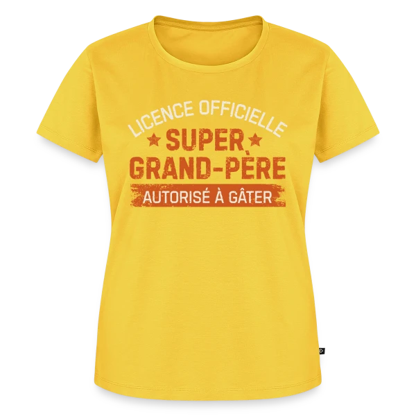 Maquette de T-shirt Premium bio Femme « Licence de Grand-Père : T-shirt Humour Papy » à personnaliser