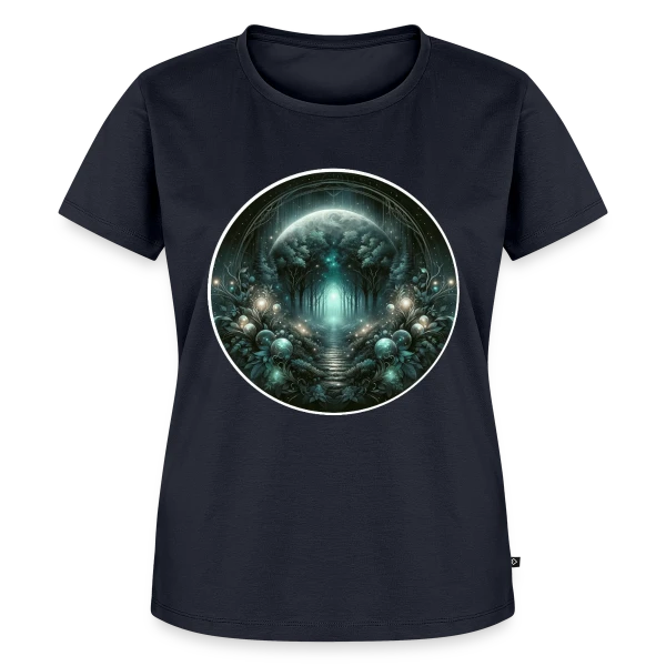 Maquette de T-shirt Premium bio Femme « Forêt Mystique Enchantée » à personnaliser