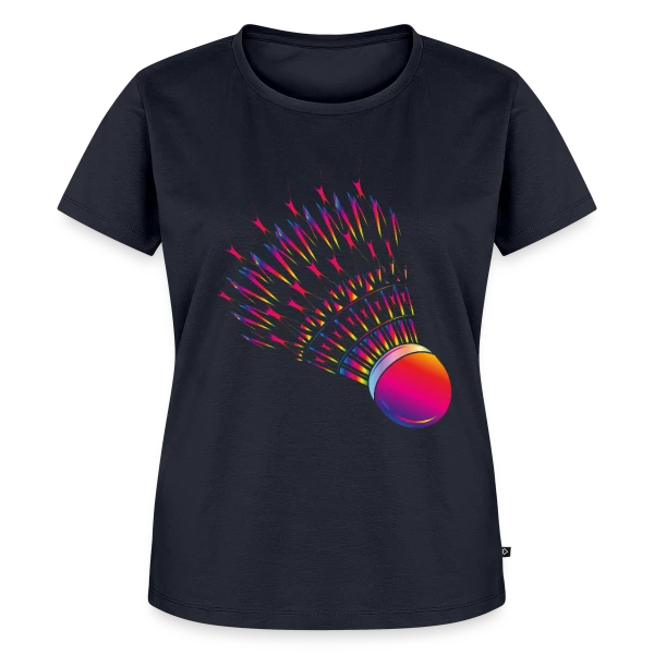 Maquette de T-shirt Premium bio Femme « Volant de Badminton Vibrant » à personnaliser