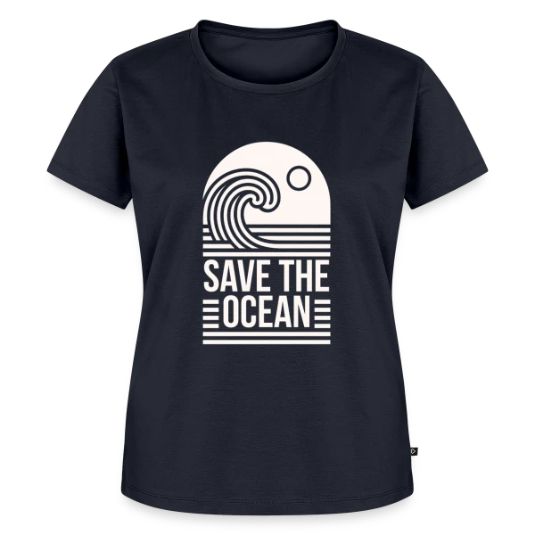 Maquette de T-shirt Premium bio Femme « Vague Océanique Activisme » à personnaliser