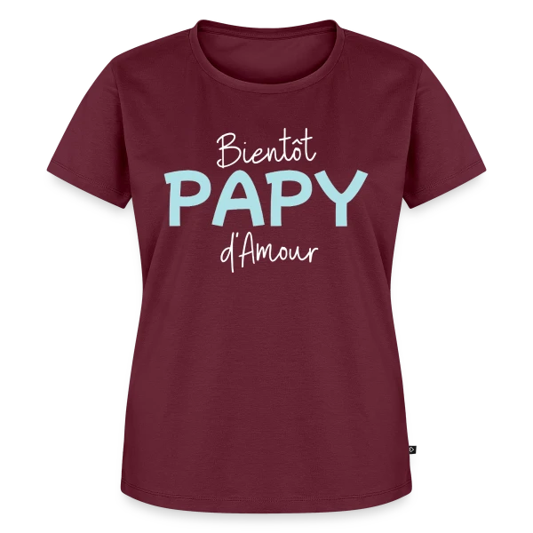 Maquette de T-shirt Premium bio Femme « Bientôt Papy d'Amour : Annonce Originale » à personnaliser
