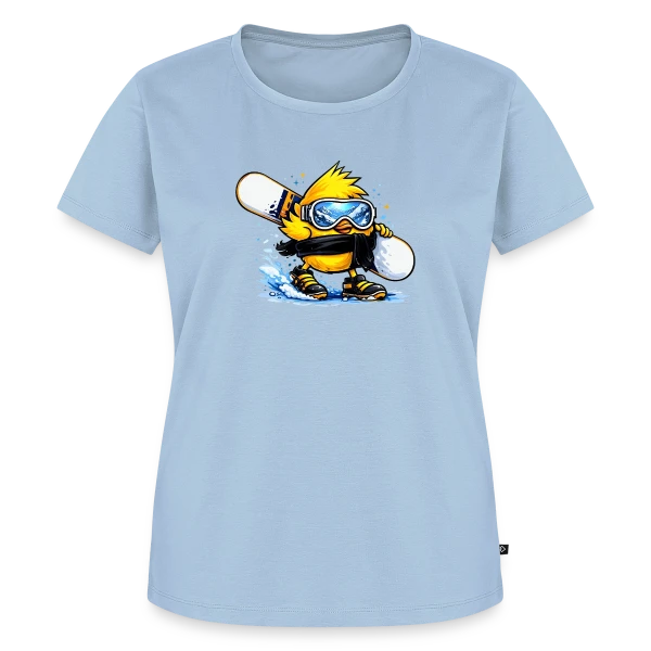 Maquette de T-shirt Premium bio Femme « Snowboardeur Déglingué » à personnaliser