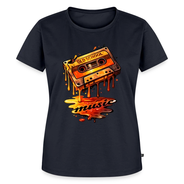Maquette de T-shirt Premium bio Femme « Rétro Cassette Audio : L'Esprit 80s » à personnaliser