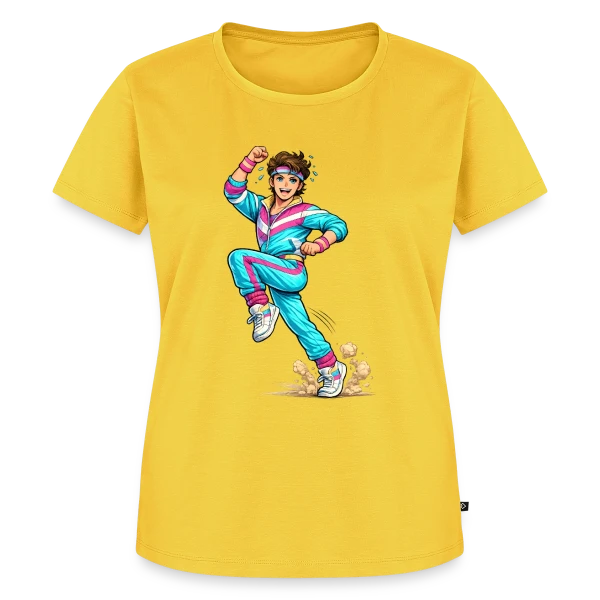 Maquette de T-shirt Premium bio Femme « L'Homme Aérobic Déchaîné » à personnaliser