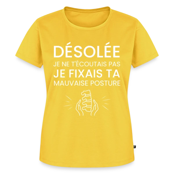 Maquette de T-shirt Premium bio Femme « Désolé, Je ne Peux Pas... [À Personnaliser] » à personnaliser
