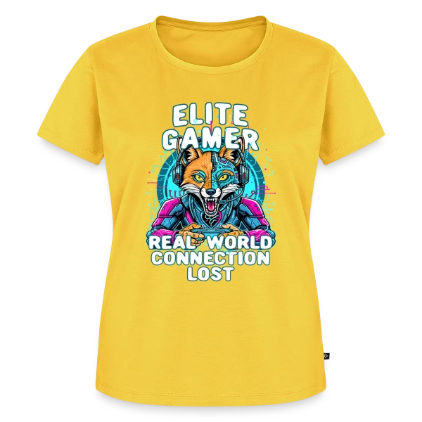 Maquette de T-shirt Premium bio Femme « Élite Gamer : Connexion Fox Humour Geek » à personnaliser