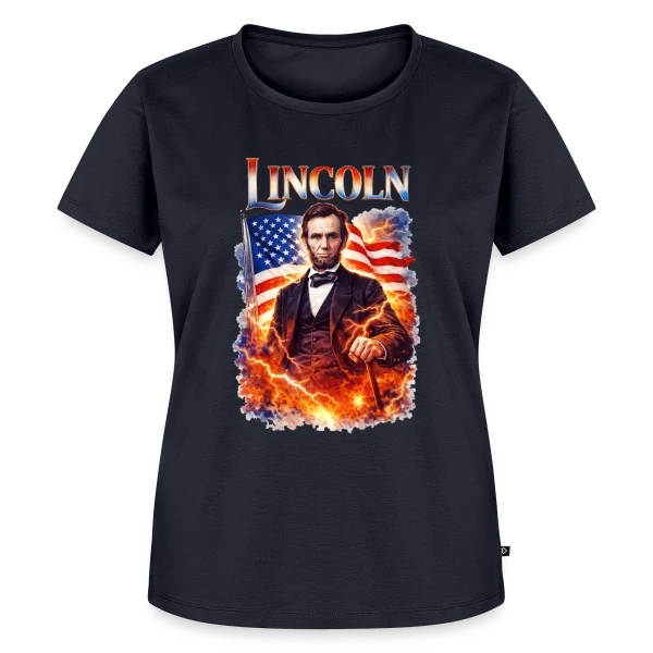 Maquette de T-shirt Premium bio Femme « Abraham Lincoln Légendaire » à personnaliser