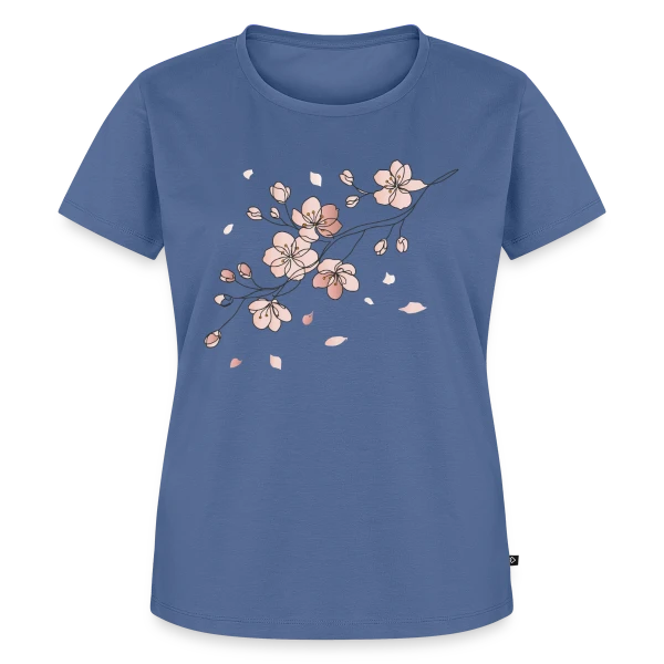 Maquette de T-shirt Premium bio Femme « Line Art Fleurs de Cerisier » à personnaliser