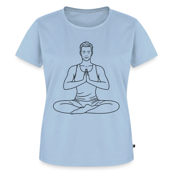 Maquette de T-shirt Premium bio Femme « Homme en Posture de Yoga » à personnaliser