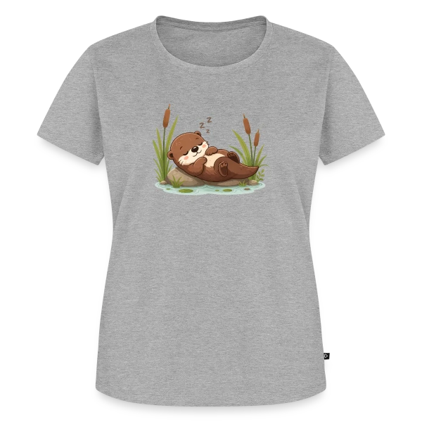 Maquette de T-shirt Premium bio Femme « Loutre Endormie dans les Roseaux - Douceur Naturelle » à personnaliser