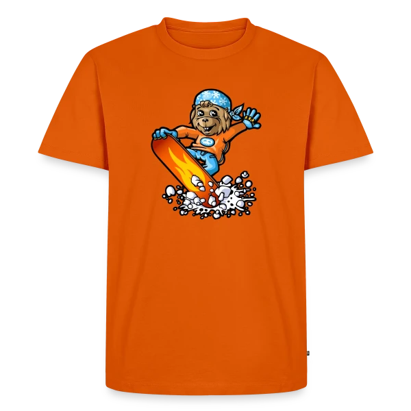 Maquette de T-shirt Premium bio Homme « Marmotte Snowboard Fun » à personnaliser