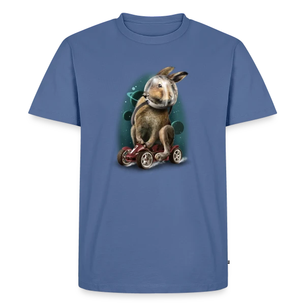 Maquette de T-shirt Premium bio Homme « Lapin Racer Spatial » à personnaliser