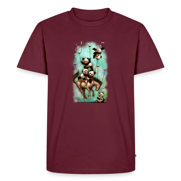 Maquette de T-shirt Premium bio Homme « Pandas Rodéo : Les Aventuriers du Far West » à personnaliser