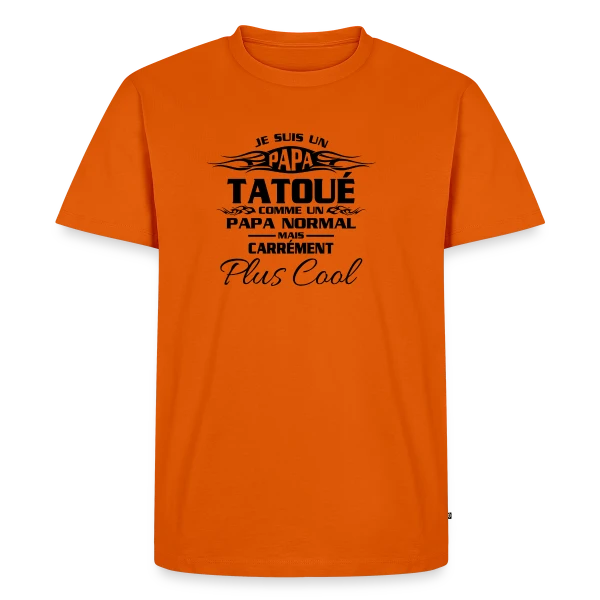 Maquette de T-shirt Premium bio Homme « Papa Tatoué Stylé » à personnaliser