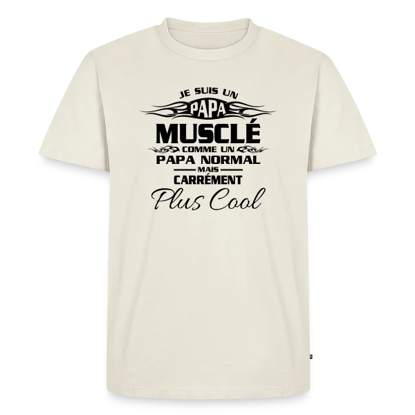 Maquette de T-shirt Premium bio Homme « Esprit Musclé & Fitness » à personnaliser