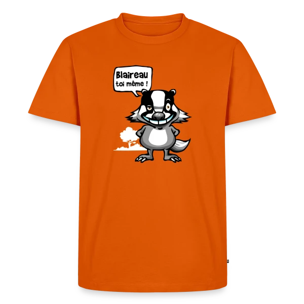 Maquette de T-shirt Premium bio Homme « Le Blaireau Rigolo » à personnaliser