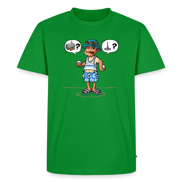 Maquette de T-shirt Premium bio Homme « Passion Pétanque » à personnaliser