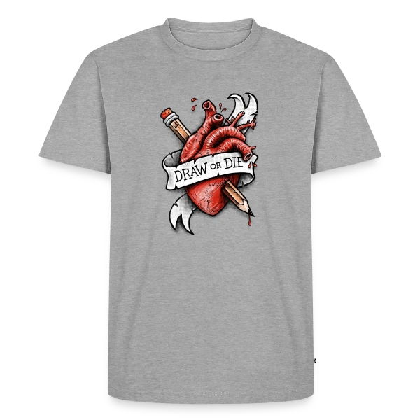 Maquette de T-shirt Premium bio Homme « Dessine ou Meurs » à personnaliser
