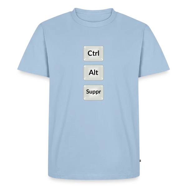 Maquette de T-shirt Premium bio Homme « Ctrl Alt Suppr : Redémarrez l'Humour » à personnaliser
