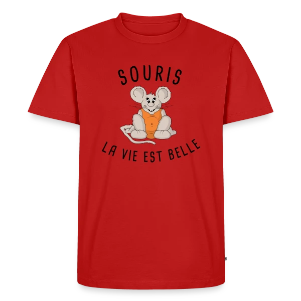 Souris : La Vie est Belle ! sur T-shirt Premium bio Homme