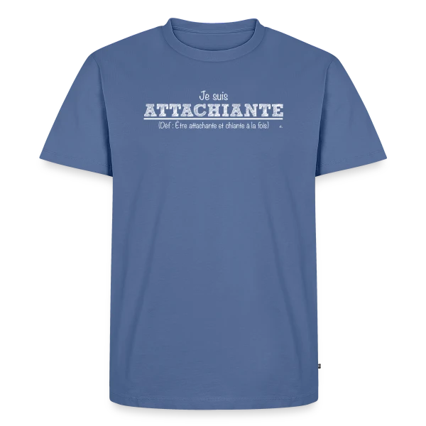 Maquette de T-shirt Premium bio Homme « Attachiante : Assumez Votre Caractère Unique » à personnaliser
