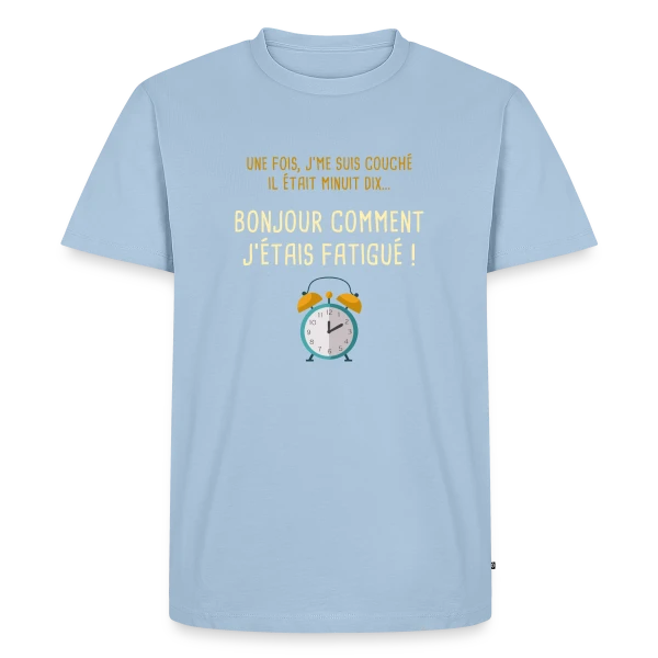 Maquette de T-shirt Premium bio Homme « Minuit Dix : L'Heure Fatale du Coucher » à personnaliser