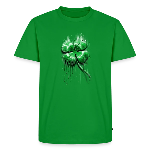 Maquette de T-shirt Premium bio Homme « Trèfle Fondant : La Chance en Fusion » à personnaliser