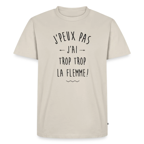Maquette de T-shirt Premium bio Homme « La Flemme Extrême : Vraiment Trop ! » à personnaliser