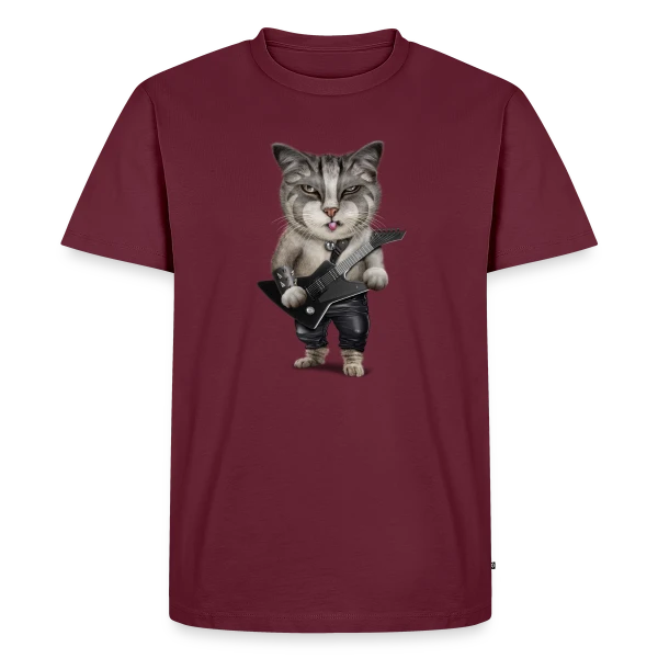 Maquette de T-shirt Premium bio Homme « Metalcat : Le Chat Métalleux » à personnaliser