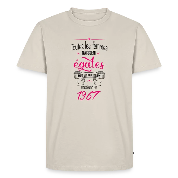 Maquette de T-shirt Premium bio Homme « Millésime 1967 - Édition Légendaire » à personnaliser