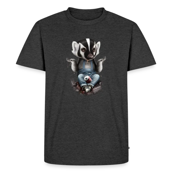 Maquette de T-shirt Premium bio Homme « Je m'en fiche, Blaireau Rusé » à personnaliser