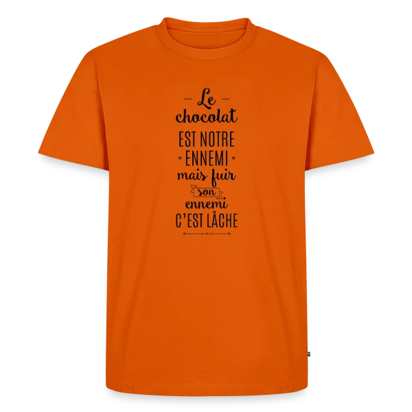 Maquette de T-shirt Premium bio Homme « Je peux pas, j'ai chocolat » à personnaliser