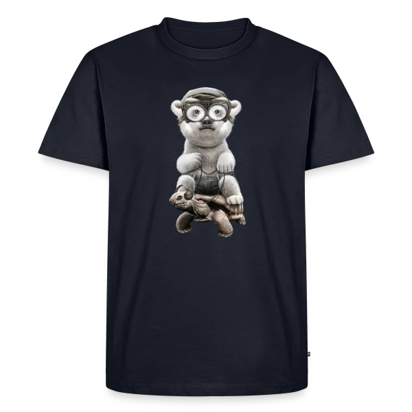 Maquette de T-shirt Premium bio Homme « Tortue Polaire Aventureuse » à personnaliser