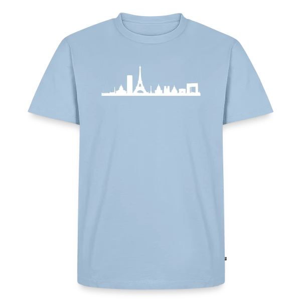 Maquette de T-shirt Premium bio Homme « Silhouette Parisienne Élégante » à personnaliser