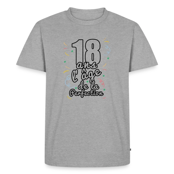 Maquette de T-shirt Premium bio Homme « 18 Ans : Ma Majorité Stylée » à personnaliser