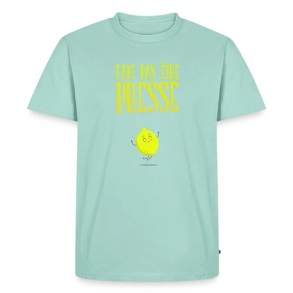 Maquette de T-shirt Premium bio Homme « Pas Pressé : L'Art de Prendre Son Temps » à personnaliser