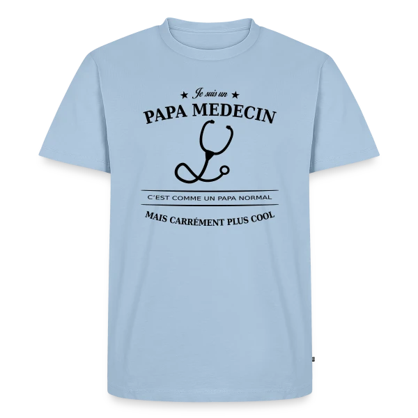 Maquette de T-shirt Premium bio Homme « Papa Médecin Héroïque » à personnaliser