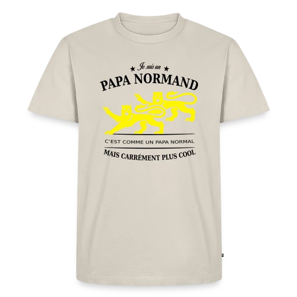 Maquette de T-shirt Premium bio Homme « Papa Normand au Guépard Doré » à personnaliser