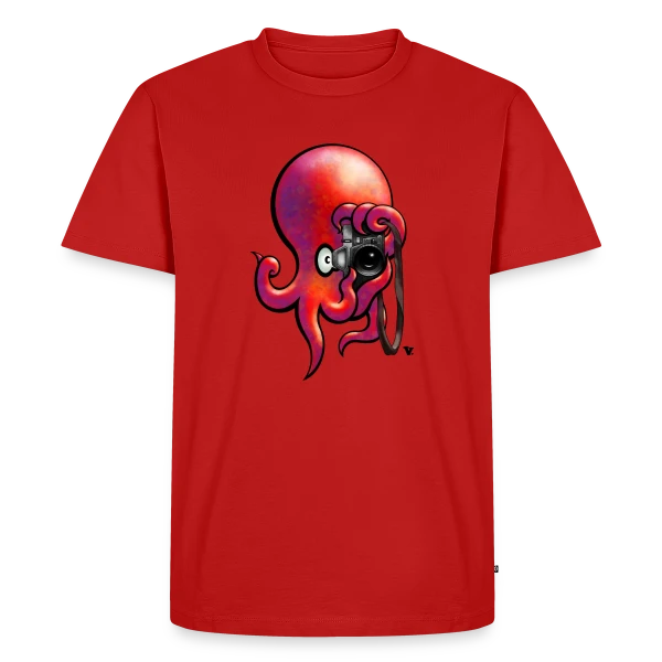 Maquette de T-shirt Premium bio Homme « Poulparazzi - Le paparazzi des fonds marins » à personnaliser