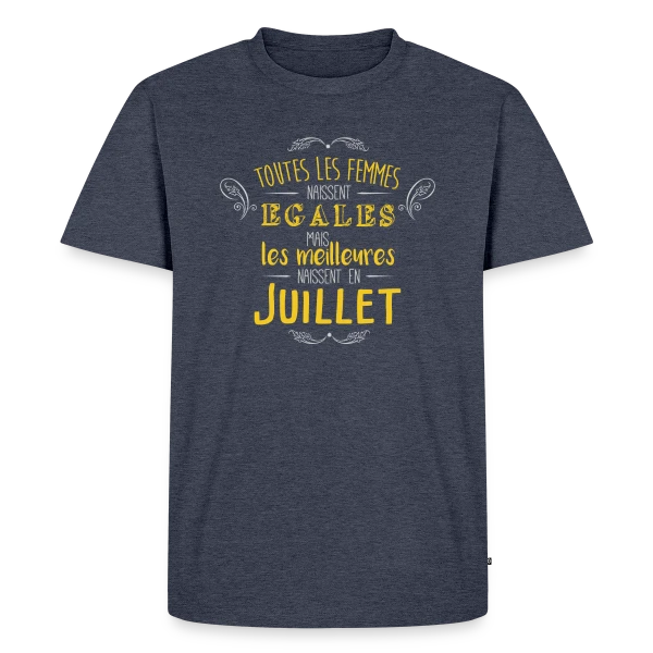 Maquette de T-shirt Premium bio Homme « Reine de Juillet : Les Légendes Naissent en Été » à personnaliser